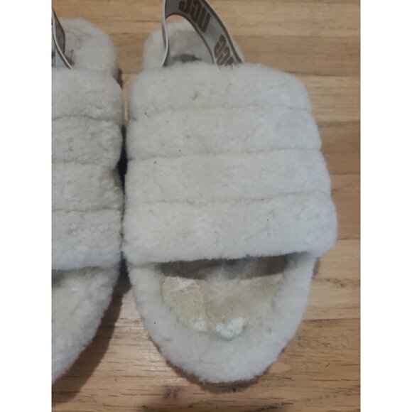 UGG Fluff Yeah Slide Slippers Womens Natural Sherling Strap US 7 EU 38 - Picture 3 of 14